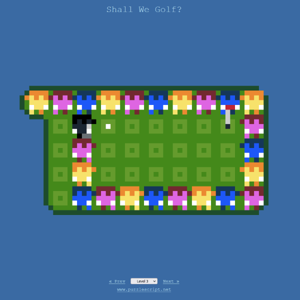 Level of みんなでGOLF！ (Shall We Golf?) with colorful golfers ringing a green golf field.