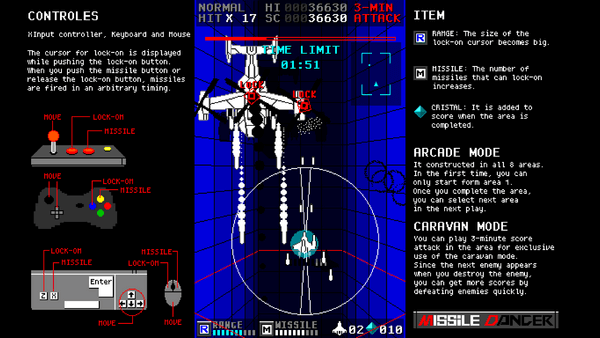 Player locking on to different parts of an enemy helicopter and launching missiles