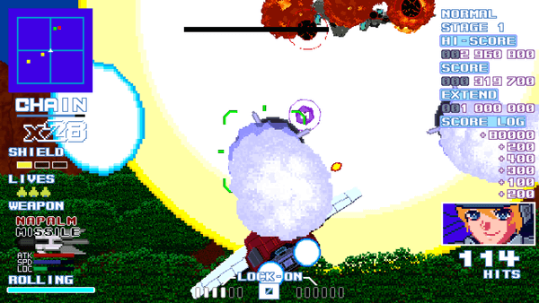 A huge explosion in front of the player