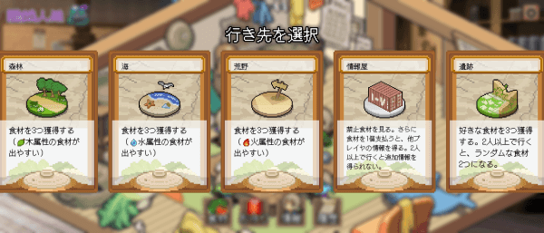 Screenshot of the field select screen in Yaminabe Jinro.